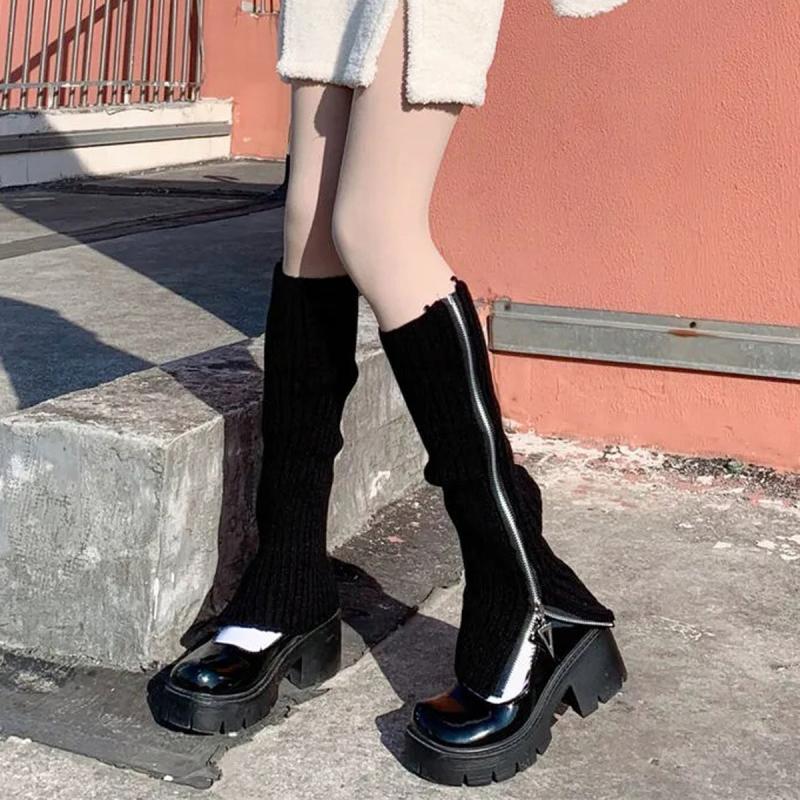 Gothic Punk Style Ribbed Knit Leg Warmer