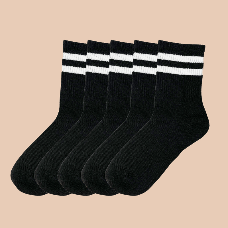 5 Pairs Classic Striped Sports Socks Women's Stockings & Hosiery