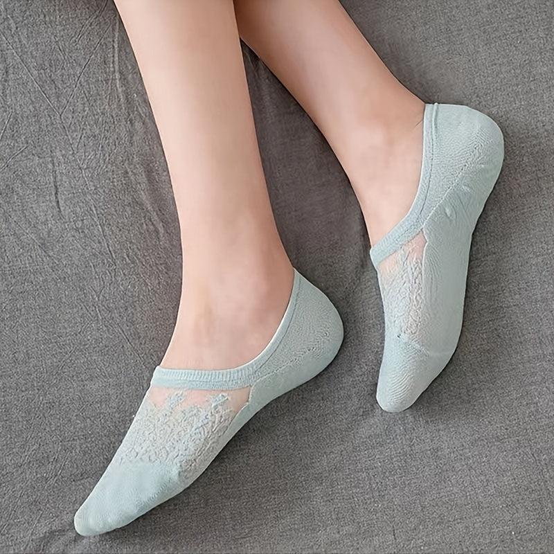 8 Pairs Lace No Show Socks Breathable Semi Sheer Women's Stockings