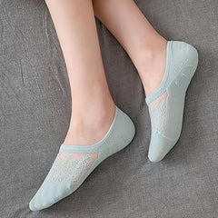 8 Pairs Lace No Show Socks Breathable Semi Sheer Women's Stockings