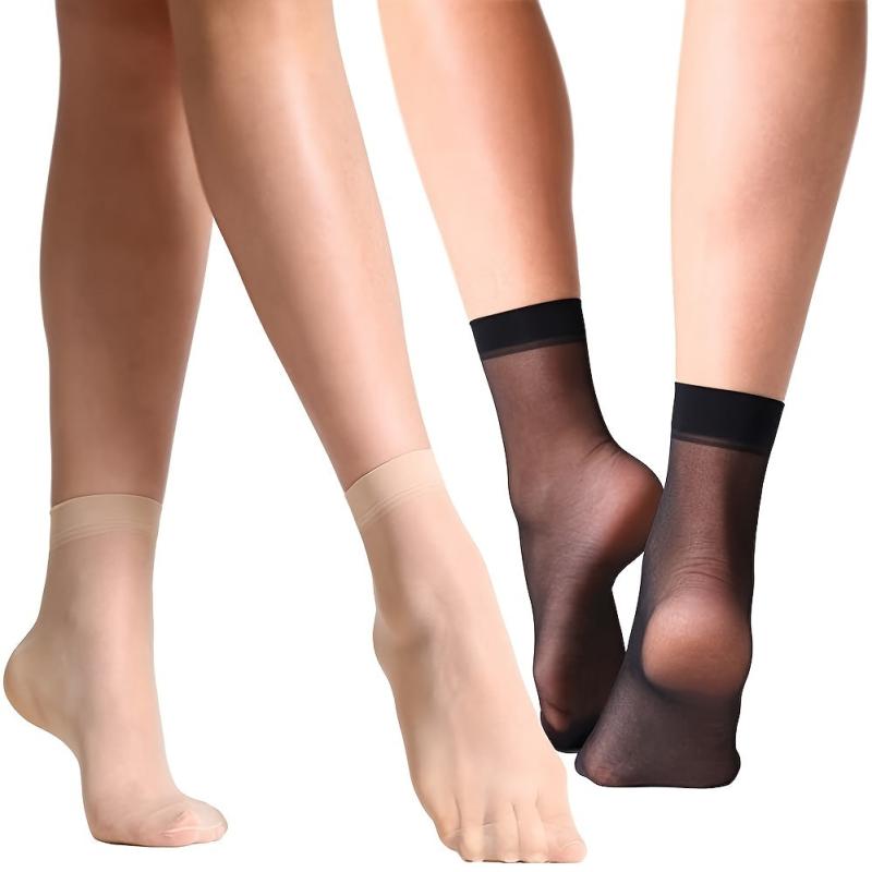 10 Pairs Women's Ultrathin Crystal Socks, High Elastic Transparent Sexy Socks