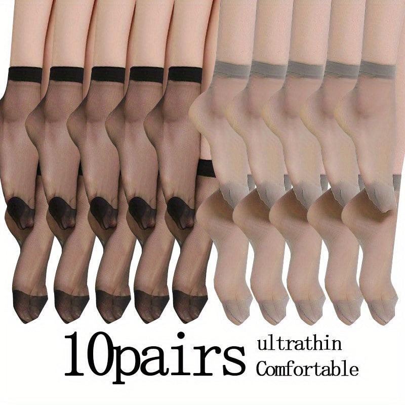 10 Pairs Ultra-Thin Semi-Sheer Short Socks Women's Stockings & Hosiery