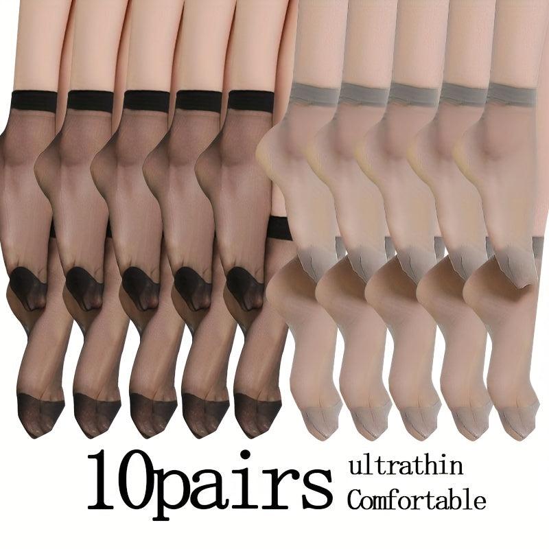 10 Pairs Ultra-Thin Semi-Sheer Short Socks Women's Stockings & Hosiery