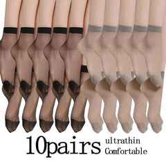 10 Pairs Ultra-Thin Semi-Sheer Short Socks Women's Stockings & Hosiery