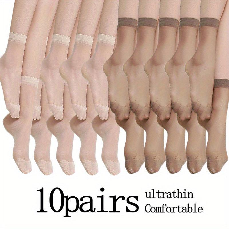 10 Pairs Ultra-Thin Semi-Sheer Short Socks Women's Stockings & Hosiery