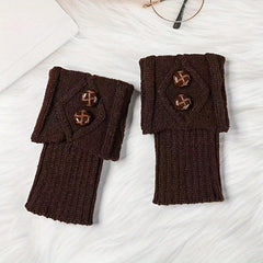 Classic Knit Leg Warmers with Buttons Decor