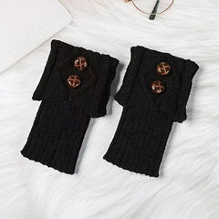Classic Knit Leg Warmers with Buttons Decor