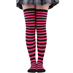 Striped Thigh High Socks Over The Knee Cosplay Party Stockings