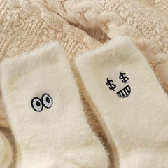 5 Pairs Cartoon Expression Pattern Socks - Winter Women's Stocking