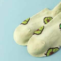 5 Pairs Avocado Print Crew Socks Low Cut Ankle Women's Stockings