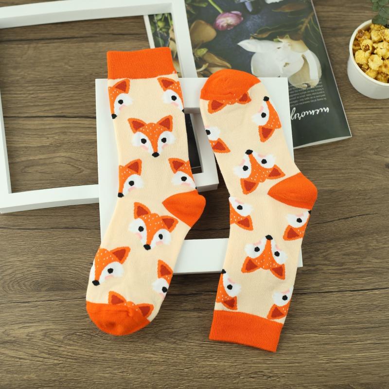 Fox Pattern Mid Tube Socks for Women