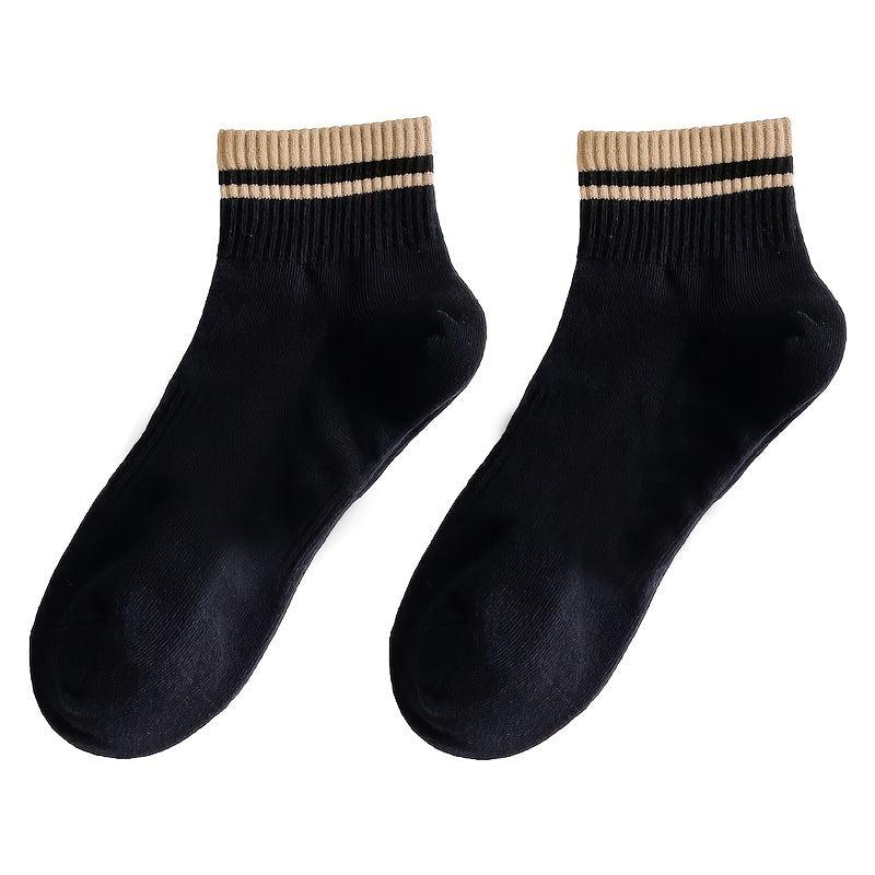 5 Pairs Striped Comfy Ankle Socks for Women