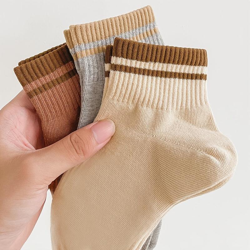 5 Pairs Striped Comfy Ankle Socks for Women