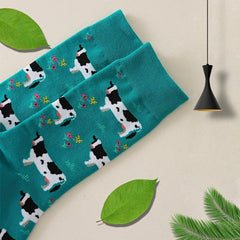 Women's Cow Print Crew Socks Breathable Mid Tube Stockings