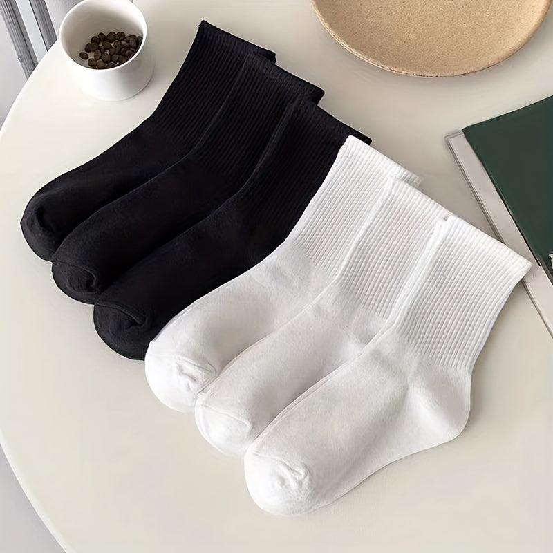 6 Pairs Solid Socks Comfy & Breathable Women's Stockings