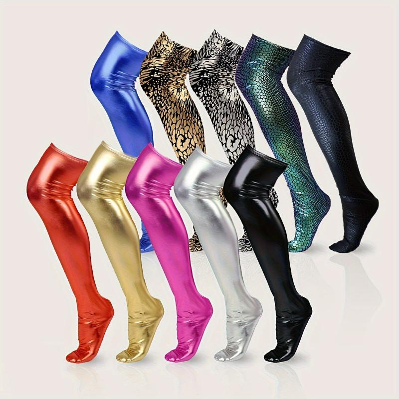 Sparkly Thigh High Socks Stretch Over Knee Stockings
