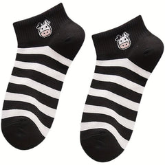 5 Pairs Cow Print Socks Comfy & Breathable Ankle Socks Women's Stockings