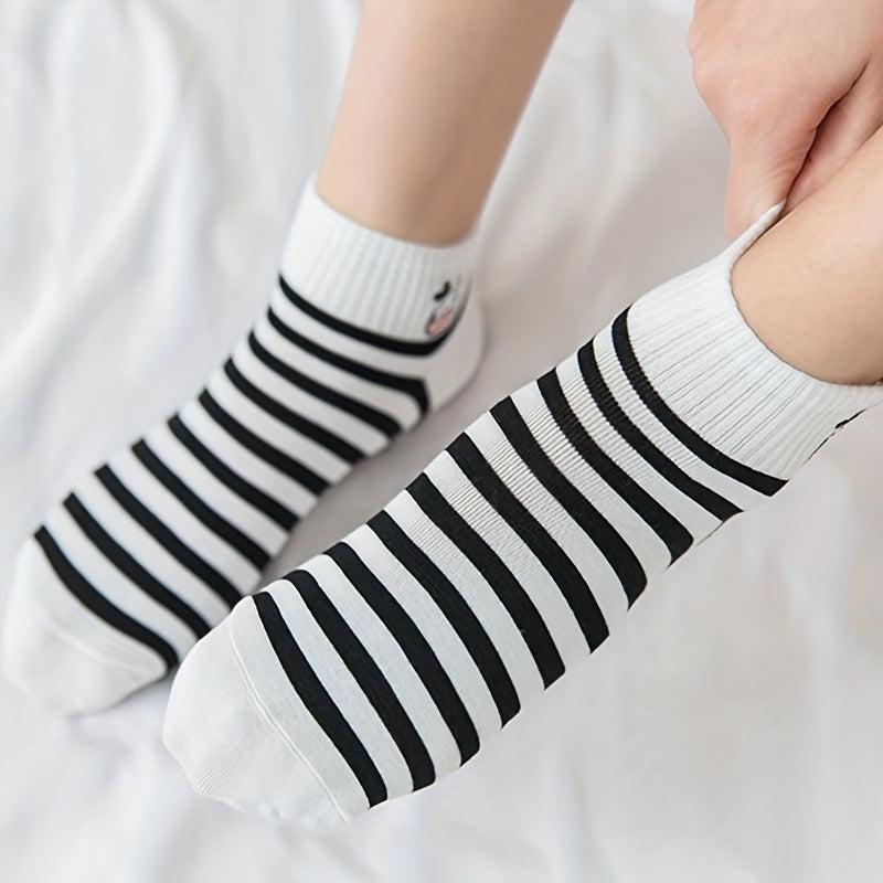 5 Pairs Cow Print Socks Comfy & Breathable Ankle Socks Women's Stockings
