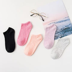 5 Pairs Classic Boat Socks Women's Ankle Socks Breathable & Comfy Stockings