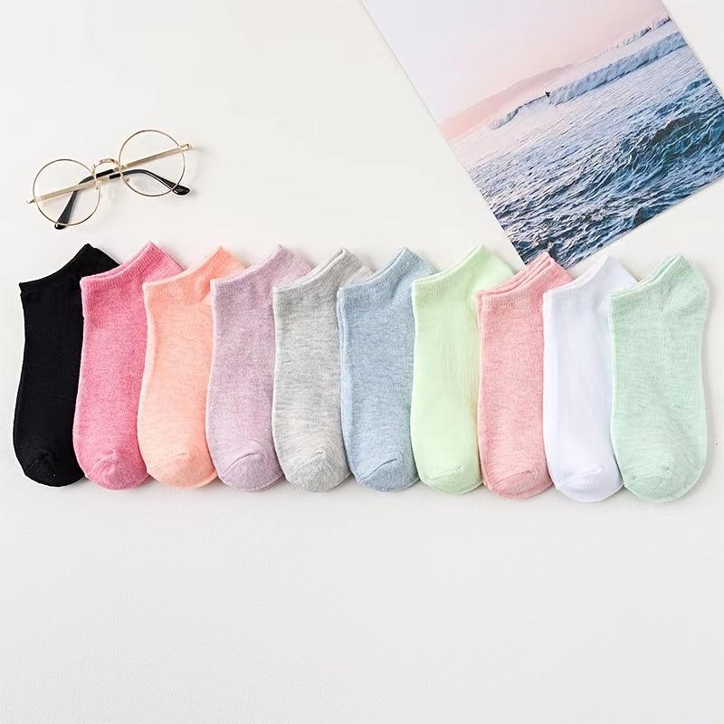 5 Pairs Classic Boat Socks Women's Ankle Socks Breathable & Comfy Stockings