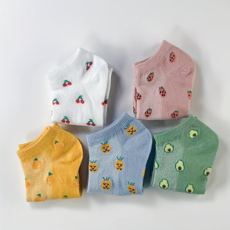 5 Pairs Fruit Pattern Socks Low Cut Ankle Socks Women's Stockings
