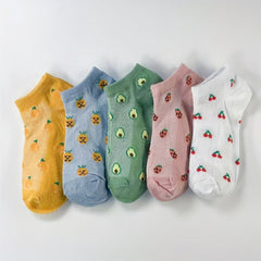 5 Pairs Fruit Pattern Socks Low Cut Ankle Socks Women's Stockings