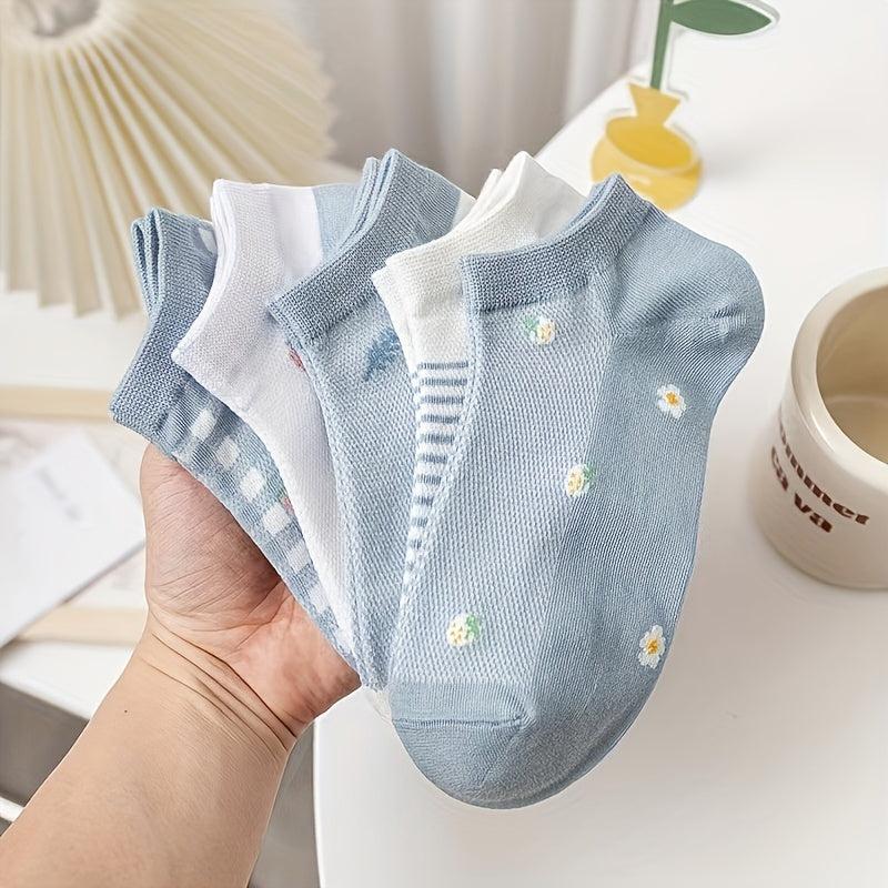 5 Pairs Fruit Pattern Socks Low Cut Ankle Socks Women's Stockings