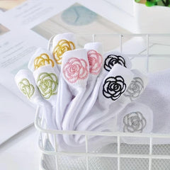 5 Pairs Floral Embroidery Low Cut Socks Women's Stockings