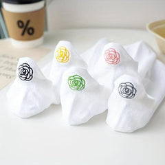 5 Pairs Floral Embroidery Low Cut Socks Women's Stockings