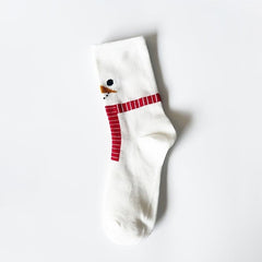 5 Pairs Christmas Print Socks Women's Comfy Cartoon Mid Tube Stockings