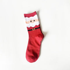 5 Pairs Christmas Print Socks Women's Comfy Cartoon Mid Tube Stockings
