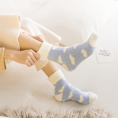 Heart Pattern Coral Fleece Winter Socks Women's Stocking
