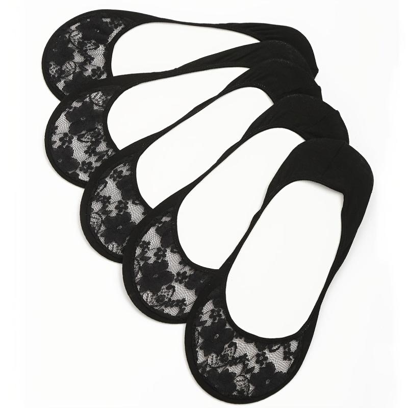 5 Pairs Lace Perfect Edge Liner Socks Women's Stockings