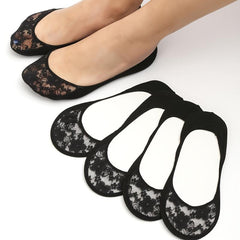 5 Pairs Lace Perfect Edge Liner Socks Women's Stockings
