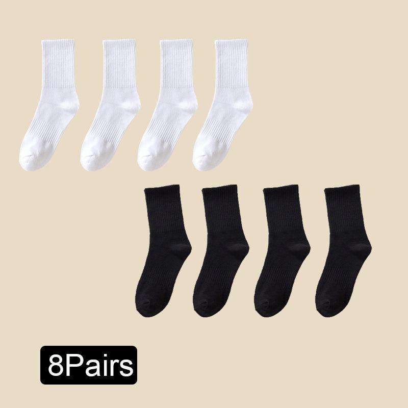 8 Pairs Classic Solid Crew Sports Socks Women's Stockings