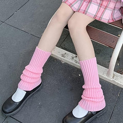 Y2K Style Rib Knit Leg Warmers Knee High Socks