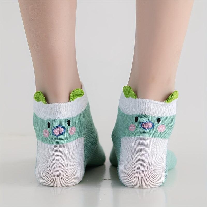 10 Pairs Cartoon Animal Print Socks & Low Cut Short Socks Women's Stockings