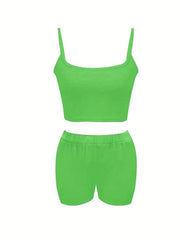 Sports Lounge Set Cami Crop Top & Jogging Shorts Women's Loungewear