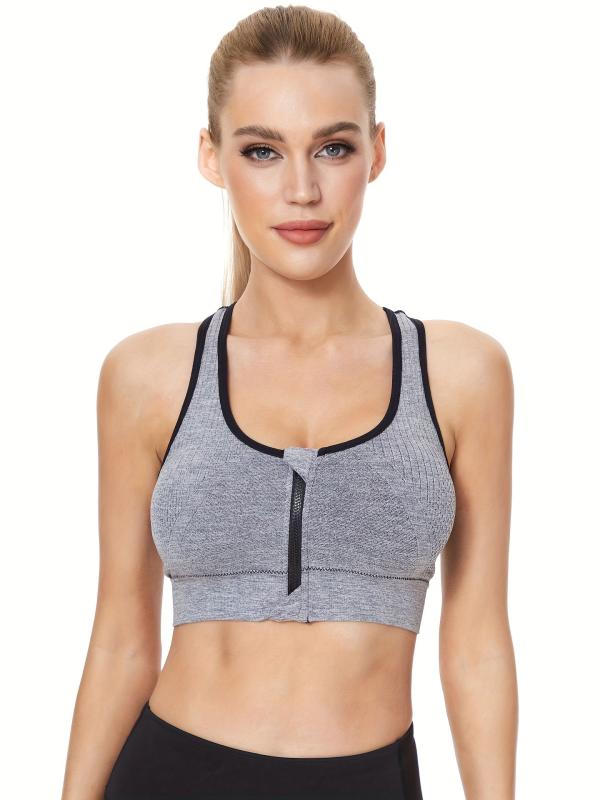 Racer Back Zipper Sports Bra for Women