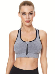 Racer Back Zipper Sports Bra for Women