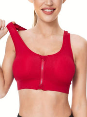 Racer Back Zipper Sports Bra for Women