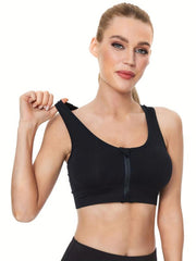 Racer Back Zipper Sports Bra for Women