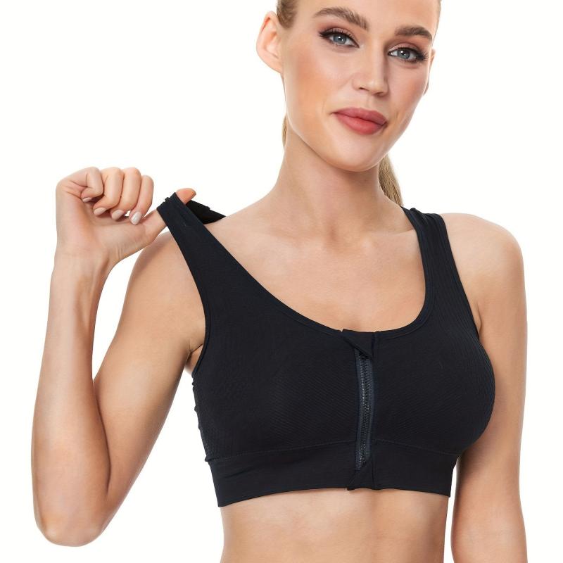 Racer Back Zipper Sports Bra for Women