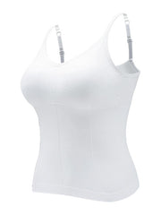 Seamless Camisole Bras Comfort Tank Tops Adjustable Straps Extra Chest Pads
