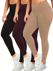 3 Pack Plus Size Tummy Control Yoga Leggings Set