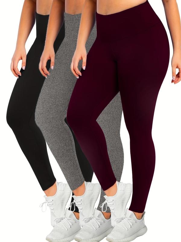 3 Pack Plus Size Tummy Control Yoga Leggings Set