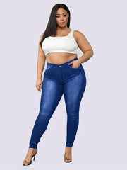 Casual Plus Size Button Fly Skinny Jeans