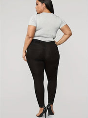 Casual Plus Size Button Fly Skinny Jeans