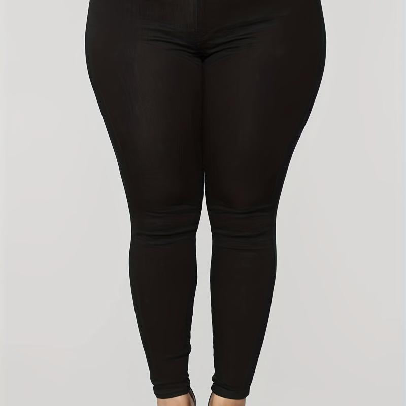 Casual Plus Size Button Fly Skinny Jeans