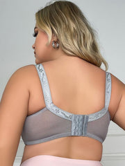 Women's Plus Floral Jacquard Mesh Full Coverage Seamless Bra